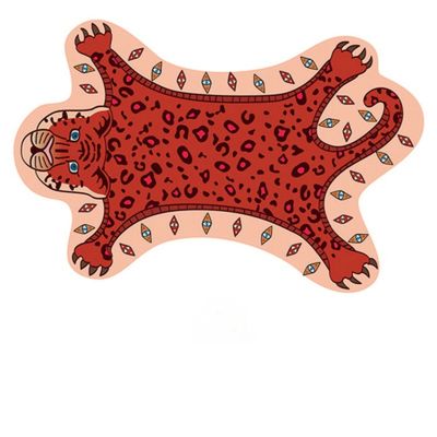 Cute Tiger Printed Rug Cartoon Lovely Leopard Printed Cowhide Faux Skin Leather Nonslip Antiskid Mat Bedroom Office Decor Carpet