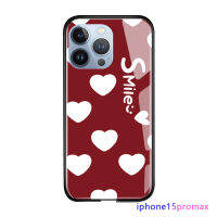 Orico เคสกระจกนิรภัยขอบนิ่มลายจุดรูปหัวใจยิ้มสำหรับ Apple iPhone 15 Plus 15 Pro 15 Pro Max