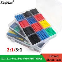 ✣▥▪ 102-750pcs 2:1 Thermoresistant Tube Heat Shrink Wrapping Kit Assorted Wire Cable Insulation Sleeving 3:1 Heat Shrink Tube set