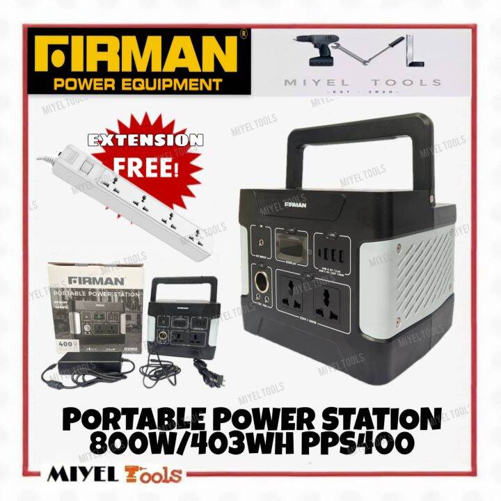 FIRMAN 800W/403Wh Portable Power Station PPS400 w/ FREE Extension