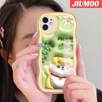 เคส JIUMOO สำหรับ iPhone 11 Pro 11 Pro Max เคส3D แมวน่ารักลายคลื่นคอลอร์เวฟขอบนุ่มเคสมือถือกันกระแทก TPU ซิลิโคนแบบใสเคสป้องกันการตกรวมทั้งหมดฝาครอบป้องกันหัวกล้อง