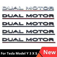 DUAL MOTOR Underlined ตัวอักษรสัญลักษณ์สำหรับ Tesla รุ่น Y 3 X S รถจัดแต่งทรงผมประสิทธิภาพสูง Trunk Badge สติกเกอร์ Chrome สีดำสีแดง