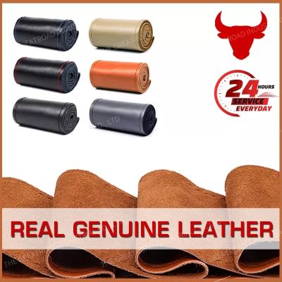 【CW】♦▫℡  38cm 15inch Real cowhide Leather Car Steering Braid Cover Hand-stitched Soft Non-slip Interior car products