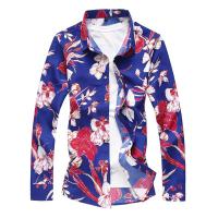 Floral Shirt Male Casual Fashion Long sleeve Hawaiian Shirt Mens Clothing Flower Blouse Men White Red Black