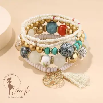 Shop 5pcs Tassel Charm Beaded Boho Elegant Bracelet with great discounts  and prices online - Feb 2024