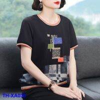 XA036 Short-sleeved t-shirt ladies summer 2022 new loose large size middle-aged womens black fashion half-sleeved T-shirt top