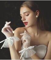 ◙❉ MANRAY Bowknot Ribbon Accessories Elegant Feminine Wedding Bridal Short White Gloves Breathable Tulle