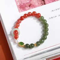 [COD] sunny water and Tian jade bracelet women persimmon red Sichuan material southern agate single circle double spell bracelet national style retro