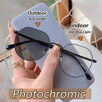 2 In 1 Photochromic คอมพิวเตอร์แว่นตาผู้หญิงสาวกรอบโลหะป้องกัน UV400เปลี่ยนสีแว่นตาป้องกันแสงสีฟ้าแว่นตา