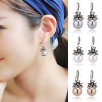 Mode Shop Fashion Earring Sparkling Crystals Flower with Pearls Silver Pretty Wedding Party Stud Earring