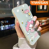 YIWESAN เคสปลอกสำหรับ Samsung J7โปร J7 2018 J7 2017ลายการ์ตูนน่ารักเมโลดี้ดีไซน์ใหม่แฟชั่นสุดหรูเคสโทรศัพท์ชุบโลหะคลุมทั้งหมดป้องกันเลนส์กล้องเคสเคสซิลิโคนกันกระแทกนิ่ม