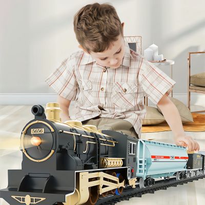 Classic Train Railway Set Children Electric High-Speed Rail Track Trains LED Lights Music Sound Model Toys Gift For Kids