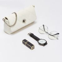 Joker ins inclined shoulder bag bag female 2023 new tide of chun xia fashionable diamond lattice chain shoulder bag white but small bread --ndjb238803