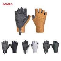 （ At） Boodun 2022 OutdoorMittens ShockproofRacing ถุงมือครึ่งนิ้วผ้าไลคร่าเดินป่าตกปลาขี่จักรยานถุงมือสั้น