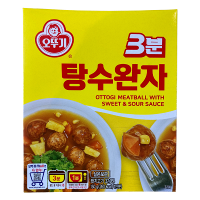 อาหารเกาหลี มีทบอล ซอสเปรี้ยวหวาน ottogi meatball with sweet &amp; sour sauce오뚜기 3분 탕수완자 150g