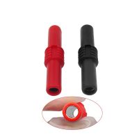 2pcs Insulated 4mm to 4mm Banana Plug Female Socket Coupler Connector Female Adapter Extension Insulated Black RedWires Leads Adapters