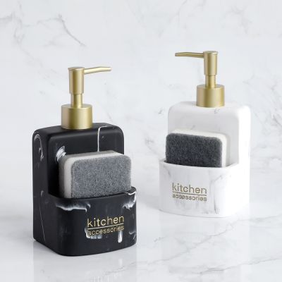 Kitchen Sink Countertop Liquid Hand Soap Dispenser Pump Bottle Caddy Sponge Holder Bathroom Counter Storage and Organization