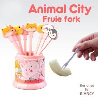 1set Animal Fruit Fork Food Grade Plastic Mini Cartoon Kids Cake Fruit Toothpick Bento Lunch Bento Accessories Party Decoration