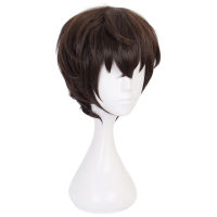 [JP TOY] Bungo วิกผมสั้นสำหรับผู้ชาย, คอสเพลย์ Dazai Osamu วิกผมสุนัขสีน้ำตาลเข้มเกมอนิเมะ