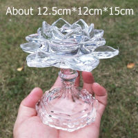 2021Chinese Styling Crystal Glass Lotus Candle Holder Decorative Glass Lotus Tea light Candlestick Craftworks Ornament Accessories