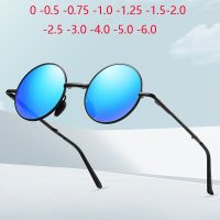 0 -0.5 -0.75 To -6.0 Women Men Folding Round Polarized Sunglasses With Prescription Eyewear Anti-Glare Metal Myopia Sun Glasses Cycling Sunglasses