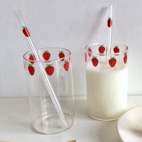 【CW】☃✸  300ml 10oz Borosilicate Strawberry Drinking Glasses Cup With