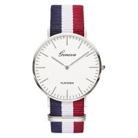 Nylon Cloth Geneva Watch Womens Fashion Ladies Quartz Watch Mens Belt Watch