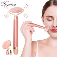 Makeup Brushes &amp; Sets ZZOOI Electric Vibrating Jade Roller Bar Natural Rose Quartz Face Lifting Real Genuine Jade Stone Facial Roller Beauty Massage Tools Makeup Brushes &amp; Sets