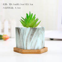 New Nordic Marble Vase Succulent Hexagonal Small Flower Pot Square Vase Desktop Home Creative Flower Pot