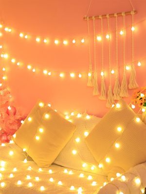 [COD] Net red string lights wedding room birthday girl bedroom renovation decoration romantic starry led lanterns bead