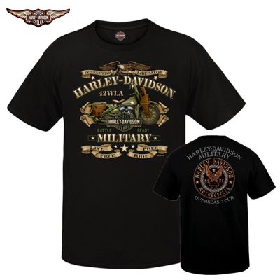 【TokTik Hot Style Harley-davidson Military Mens Graphic T-shirt - Overseas Tour War Bike Mens Top