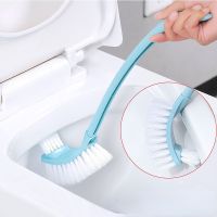 Multi-function Double Head Plastic Toilet Brush Curved Bathroom Cleaning Scrubber Bending Thicken Handle Corner Brush PP Holder