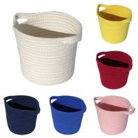 Unique Cotton Thread Woven Storage Basket Kids Toys Organizer Clothing Laundry Basket Sundries Storage Boxes Bin With Handles