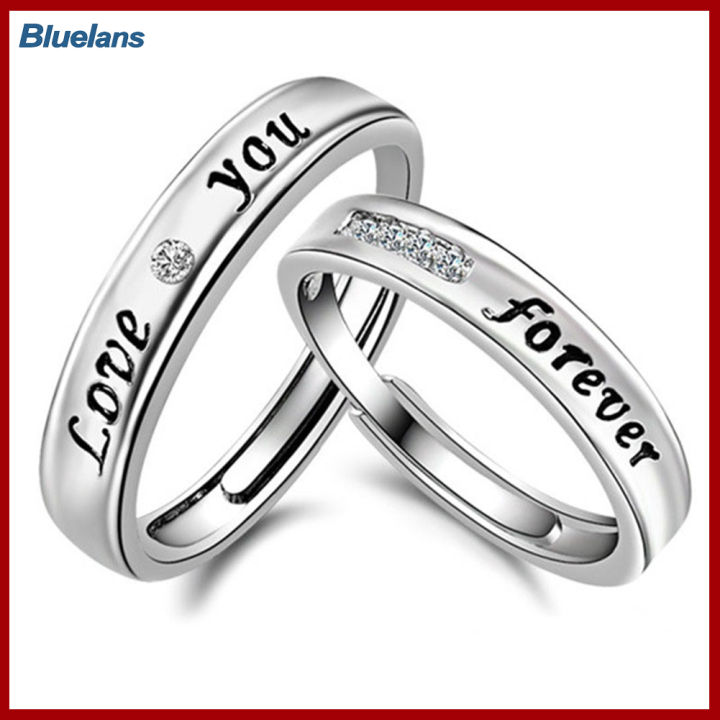 Bluelans®รักคุณตลอดไปพลอยเทียมชุดแหวนใส่นิ้วคำสัญญาของคู่รักคนรักของขวัญเครื่องประดับ
