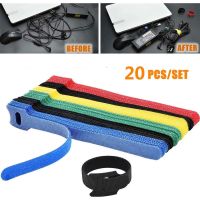 [ Featured ] 20Pcs Reusable Cable Cord Nylon Strap Tie Wire / Computer Data Cable Loop Cable Ties / Wire Wrap Tape Belt / Desk Cable Tidy Organiser Tool