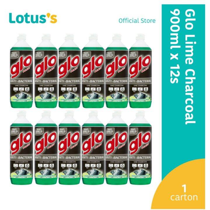 Glo Lime Charcoal Dishwashing Liquid 900ml x 12 bottles (1 carton) Lazada