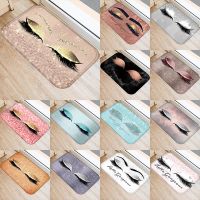 Eyelash Printed Pattern 40x60cm Kitchen Entrance Door Mat Coral Velvet Carpet Doormat Indoor Floor Mats Anti-Slip Rug 48022-2