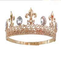 วินเทจสำหรับ Rhinestone คริสตัลทองราชินีมงกุฎ Tiaras สำหรับ U Nisex แต่งงานเจ้าหญิงมงกุฎสำหรับคริสต์มาสคาดศีรษะตกแต่ง