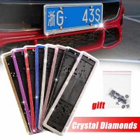 1PCS Car Licence Number Plate Frame Crystal Diamonds European License Plate Frame Universal license plate holder