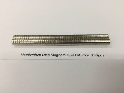 Neodymium Disc Magnets N50 6x2 mm. 100pcs.