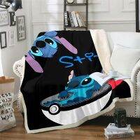 [High-end blanket] ผ้าห่มเชอร์ปา Lilo Stitch บนเตียงสัตว์การ์ตูนสัตว์ประหลาดผ้าห่มเนื้อนุ่มผ้าคลุมเตียงบูลด็อกผ้าคลุมโซฟาคริสต์มาส