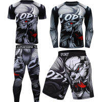 ผู้ชายการบีบอัดวิ่งเสื้อยืดกางเกง MMA ทำงานออก Rashguard เสื้อยืดการออกกำลังกายถุงน่องข้ามพอดีผื่นยาม Bjj ย์