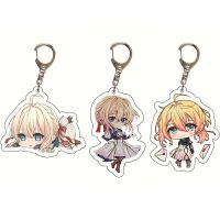 【CW】✶☬♦  Evergarden Anime Figures Keychain Cartoon Print Metal Chain Pendant Props Fans