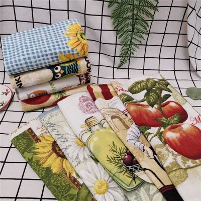5Pcs/lot 38x63cm Colorful Flower Printed Cotton Tea Towels Kitchen Dishcloth Water Absorption Household Cleaning Cloths