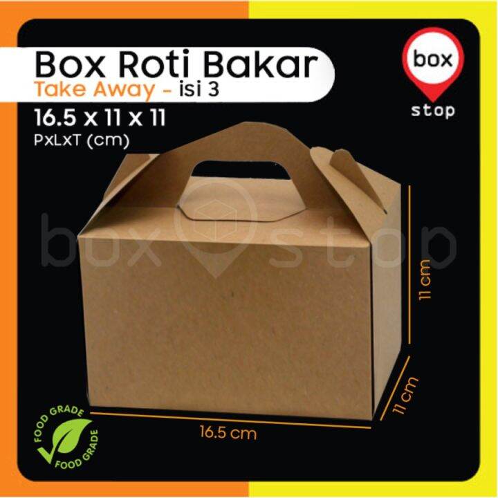 Kotak Box Dus Take Away Toast Roti Bakar Kraft Coklat Isi