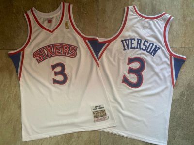 Top-quality Hot Sale Mens Philadelphia 76ers Allen Iverson Mitchell Ness 1996-97 White Swingman Jersey
