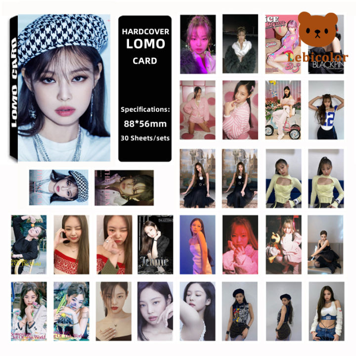 จัดส่งรวดเร็วชุดการ์ด-lomo-kpop-สีดำและสีชมพู30cs-เด็กสาวน่ารัก-jisoo-jennie-lisa-rose-photocards-88x56mm