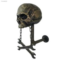 ❐✘∈ Skull Head Helmets Holder Wall Mount Detachable Resin Crafts Skull Helmets Hanger for Motorcycle Bike Home Decoration