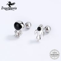 TrustDavis Real 925 Sterling Silver 2022 Sweet Astronaut Rocket Screw Stud Earrings For Daughter Girls Gift Fine Jewelry DG0062