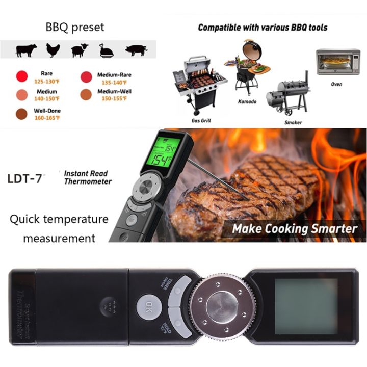 ทันทีอ่านดิจิตอลครัวอาหารเนื้อเครื่องวัดอุณหภูมิสำหรับการปรุงอาหารบาร์บีคิวเบเกอรี่-ip65กันน้ำ3สี-backlit